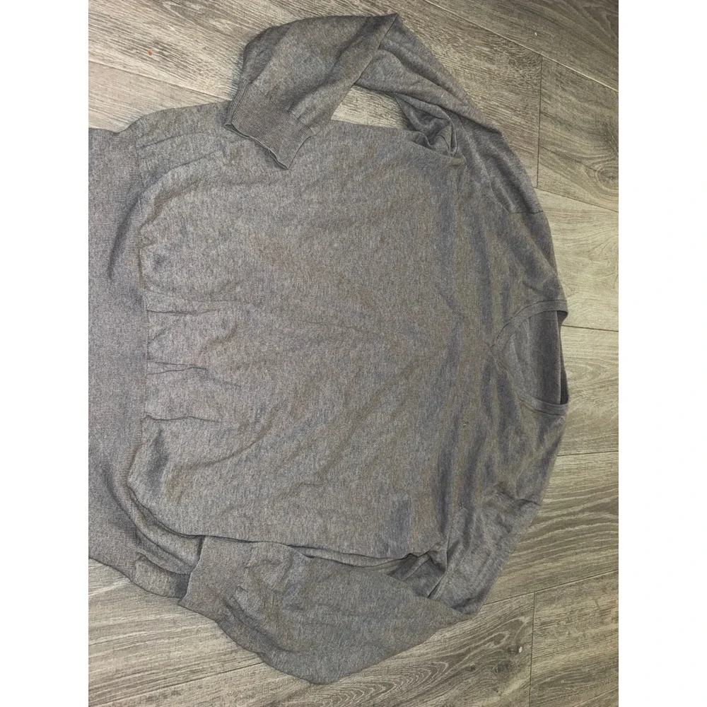 Polo Ralph Lauren Mens 4XLT Grey Pima Cotton V-Neck Sweater Big & Tall Logo